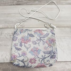 Vintage 1985 Whiting & Davis Floral Mesh Crossbody Purse Pastel Metal Mesh Bag